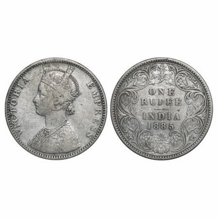 Victoria Empress, Silver Rupee, 1885, Bombay Mint, C2/I, 'B' raised. F. Prid. Unlisted. GK