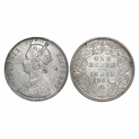 Victoria Empress, Silver, Rupee, 1886, Bombay Mint, A3/I, 'B' incused. F. Prid Unlisted. G
