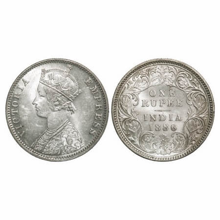 Victoria Empress, Silver, Rupee, 1886, Calcutta Mint, C2(i)/I(i), 'C' incused. F. Prid Unl
