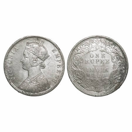 Victoria Empress, Silver, Rupee, 1887, Calcutta Mint, C3/I(i), 'C' incused, Thin numeral 7