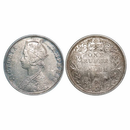 Victoria Empress, Silver, Rupee, 1889, Bombay Mint, C2/I, 'B' incused. F. Prid 177. GK 564