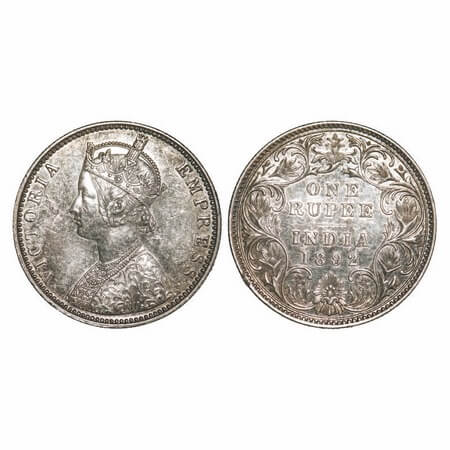 Victoria Empress, Silver, Rupee, 1892, Bombay Mint, C2/I(ii), 'B' incused, Die crack on Ob