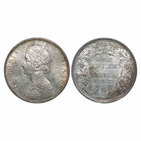 Victoria Empress, Silver, Rupee, 1893, Bombay Mint, C2/I(ii), 'B' incused, Die crack on Ob