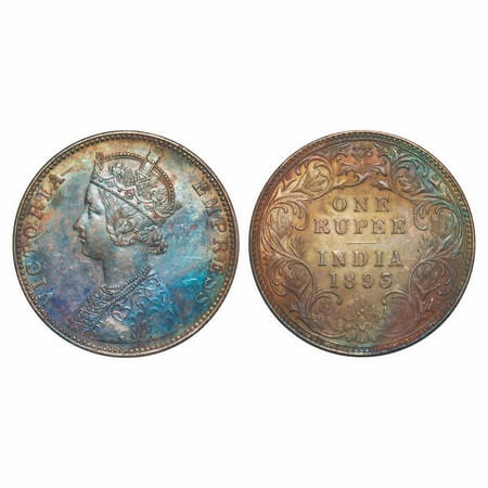 Victoria Empress, Silver, Rupee, 1893, Bombay Mint, C2/I(ii), 'B' incused. F. Prid 182. GK