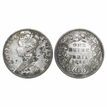 Victoria Empress, Silver, Rupee, 1898, Bombay Mint, C2/I(ii), 'B' incused. F. Prid 184. GK
