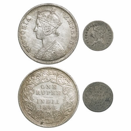 Victoria Empress, Silver, 1898 (2 coins), Calcutta Mint, 1) Rupee, C3/I(i), 'C' incused, 2
