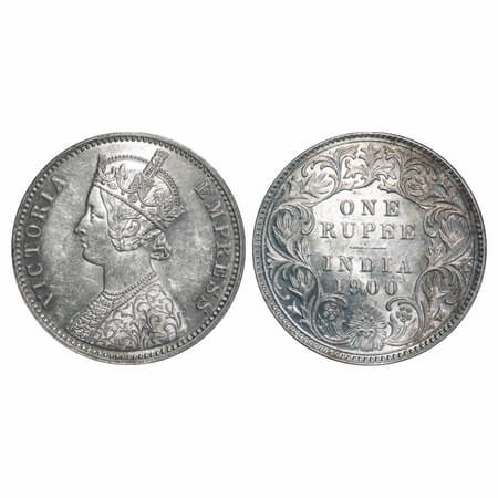 Victoria Empress, Silver, Rupee, 1900, Calcutta Mint, C3/I(i), 'C' incused, Ghost on Rev. 