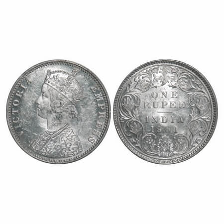 Victoria Empress, Silver, Rupee, 1901, Bombay Mint, A3(i)/I, 'B' incused. F. Prid 187. GK 