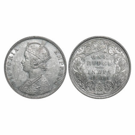 Victoria Empress, Silver, Rupee, 1901, Bombay Mint, C2(ii)/I, 'B' incused. F. Prid Unliste