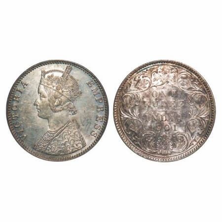 Victoria Empress, Silver, Rupee, 1901, Bombay Mint, C2(ii)/I, 'B' incused. F. Prid Unliste