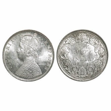 Victoria Empress, Silver, Rupee, 1901, Bombay Mint, C2(ii)/I, 'B' incused. F. Prid Unliste