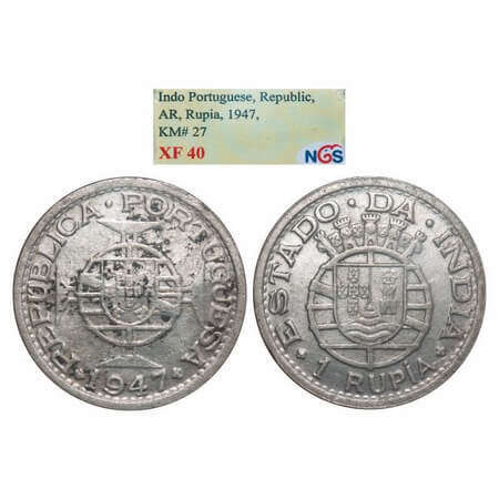 Indo Portuguese, Half Silver, Rupia, Republic, 1947. A.Gomes (page 605) 11.01 / KM 27. NGS