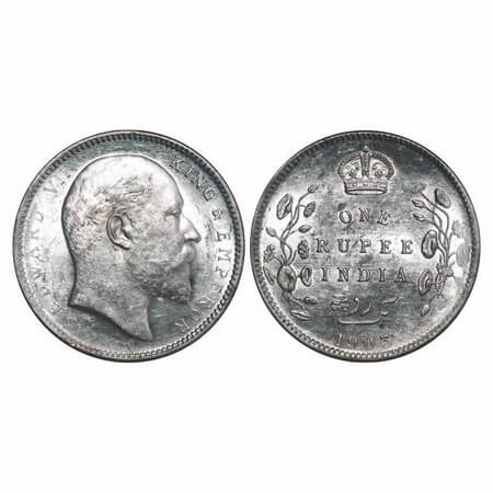 Edward VII, Silver, Rupee, 1903, Calcutta Mint, No mint mark, Alphabates in Edward are par