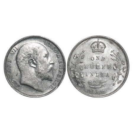 Edward VII, Silver, Rupee, 1904, Bombay Mint, 'B' incused and dot, Five Diamonds and botto