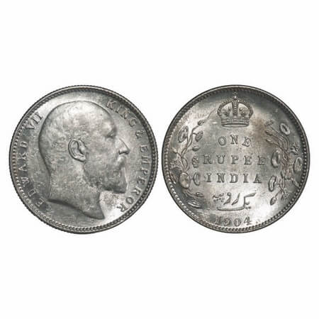 Edward VII, Silver, Rupee, 1904, Bombay Mint, 'B' incused and dot, Five Diamonds and the b