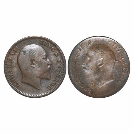 Edward VII, Bronze, Quarter Anna, Error, Obv lakhi. Very Fine. Rare.