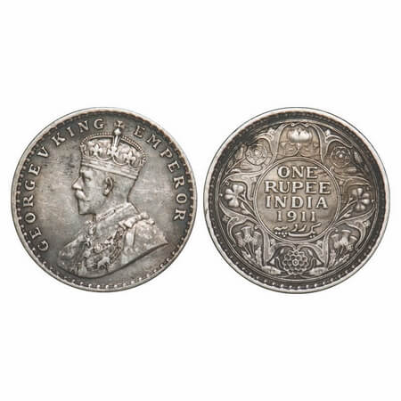 George V, Silver, Rupee, 1911, Bombay Mint, Dot, Pig-Type. F. Prid 217. GK 1022. Very Fine