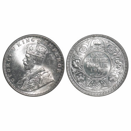 George V, Silver, Rupee, 1913, Bombay Mint, Dot. F. Prid 454. GK 1028. Mint State with ori