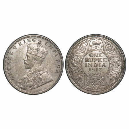 George V, Silver, Rupee, 1917, Bombay Mint, Dot. F. Prid 223. GK 1036. Uncirculated. Very 
