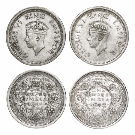 George VI, Half Silver, Rupee, (2 coins), Lahore Mint, D/II, 'L' raised, Security edge, 1)