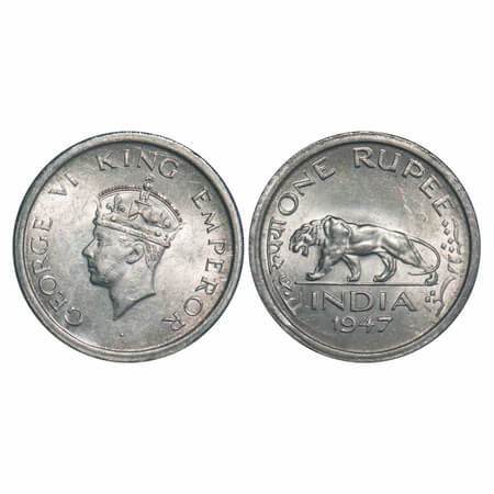 George VI, Nickel, Rupee, 1947, Lahore Mint, E/VI, No mint mark, Security edge. F. Prid 86