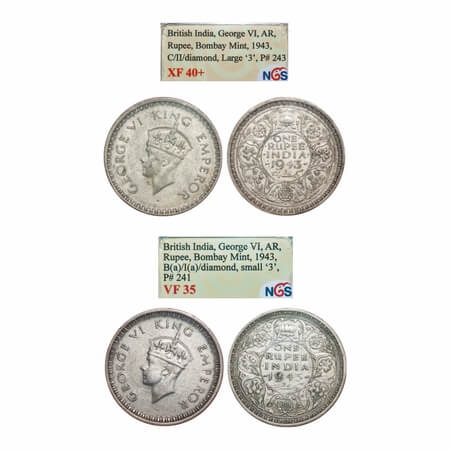 George VI, Half Silver, Half Rupee, 1942, Bombay Mint, A(a)/II, Dot, Head Type II, Securit
