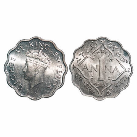 George VI, Copper-Nickel, 1 Anna, 1940, Calcutta Mint, Head Type I, No dot. F. Prid 961. G