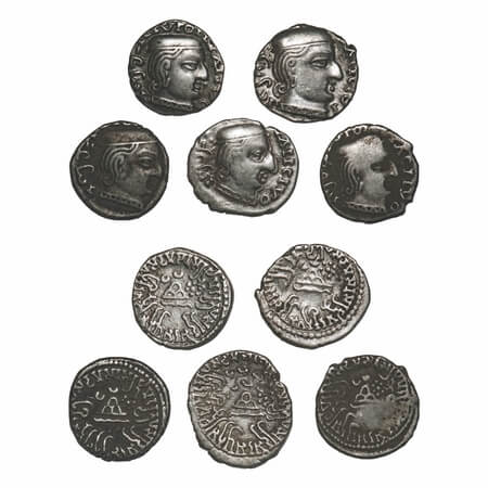Western Kshtrapas, Kardamaka Family, Damasena (c. 222-238 AD), Silver Dramma (5 coins), SE