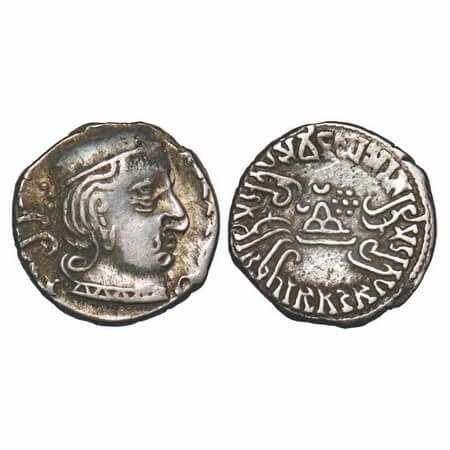 Western Kshatrapas, Kardamaka Dynasty, Vijayasena (c. 238-239 AD), son of Damsena, Silver 