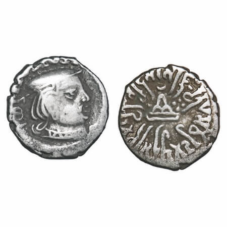 Western Kshatrapas, Rudrasena II s/o Viradaman (c. 255-276 AD), Kardamaka Family, Silver D