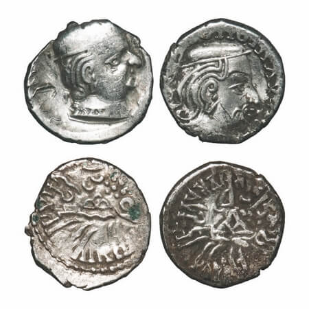Western Kshatrapas, Kardamaka Family, Visvasena and Svami Rudarsena, Silver Drachma (2 coi