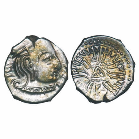 Western Kshatrapa, Svami Rudrasena III, (c. 348-378 AD) son of Svami Rudradaman II, Silver