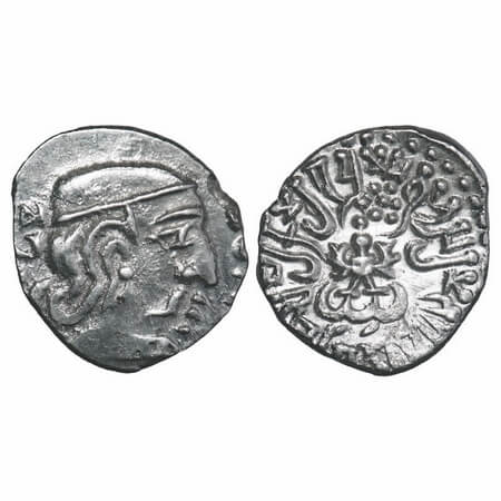 Guptas, Kumaragupta I (AD 414-455), Silver Drachma, Garuda type, 1.81g, 14.89x13.72mm, Var