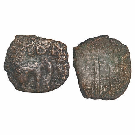 Sangam Cheras, Copper Unit, 4.35g, 20.23x22.93mm, Obv: Elephant standing to right front of
