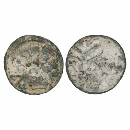 Anandas of Karwar, Chutukulananda, (280-320 AD), Lead Unit, 13.19g, 26.57x26.35mm, Obv: Ei