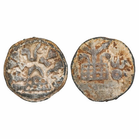 Anandas of Karwar, Mulananda, Lead Unit, 12.95g, 26.10x25.94mm, Obv: Eight arched hill in 