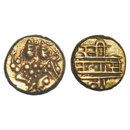 Vijayanagar Kingdom, Sadashiva Raya (1543-1570 AD), Gold Pagoda, 3.42g, 11.26x11.43, Obv: 