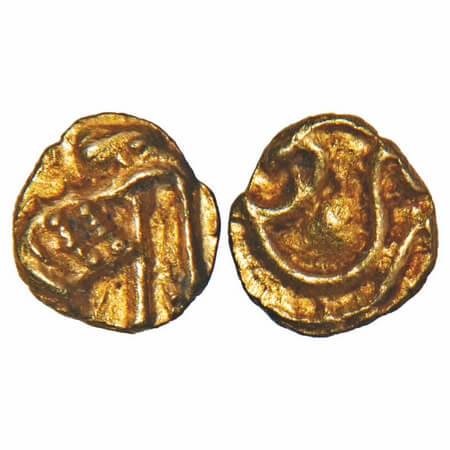 Western Gangas, Gold Gajapati Fanam, 0.12g, 4.16x3.88mm, Obv: Caparisoned Elephant to righ