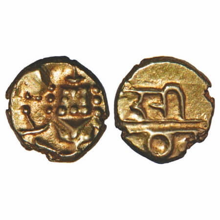 Kanthirava Narasa Raya, Mysore, Gold Fanam, (1638-1662 AD), 0.36g, 6.03x5.84mm, Obv: Naras