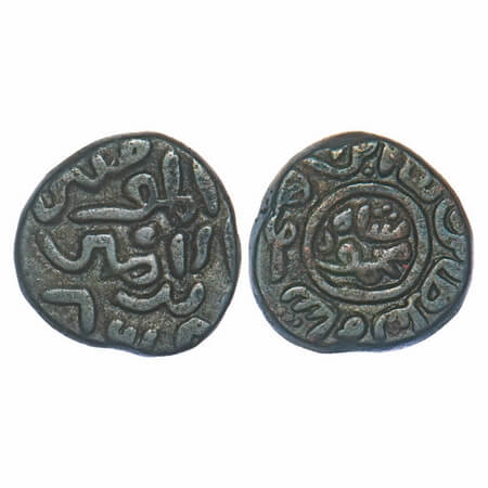 Jaunpur Sultanate, Copper Double Falus, 9.50g, Nasir al din Mahmud Shah (AH 844-861/1440-1