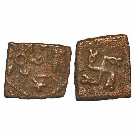 Post Mauryan, Saurashtra Region, Uninscribed Swastika type, Copper Unit, 2.51g, 12.66x14.4