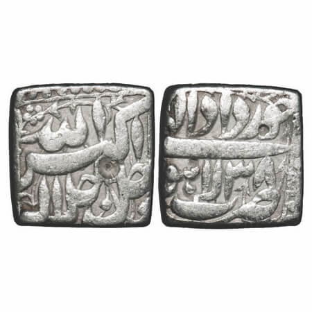 Akbar, Silver Square Rupee, 11.24g, Lahore Mint, Ilahi Type, 'Khurdad'/ Year 38, Obv: Alla