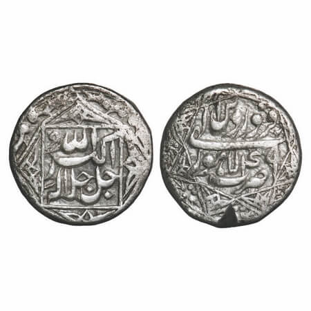 Akbar, Silver Rupee, 11.28g, Lahore Mint, Ilahi Month Farwardin, Year 48, Eight pointed st