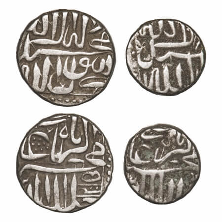Akbar, Silver Mahmudi and ½ Mahmudi (2 Coins), 5.62, 2.84g, (Mulher type), both with a spe