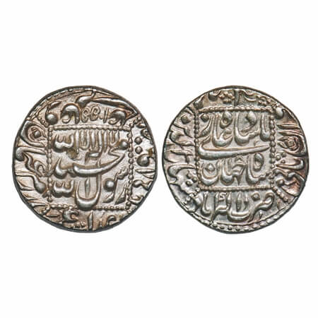 Shah Jahan I, Silver Rupee, 11.39g, Akbarabad Mint, AH 1055/18 RY, legends in dotted squar