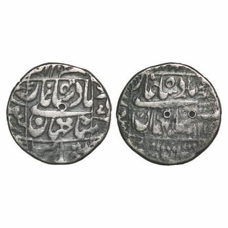 Shah Jahan I, Silver Rupee, 11.14g, Surat Mint. Both Side same, a mule/freak strike with t