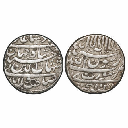 Shah Jahan I, Silver Rupee, 11.29g, Surat Mint, AH 1038, legend in four lines. KM 222.13. 