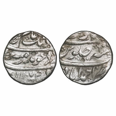 Aurangzeb, Silver Rupee, 11.38g, Ahmadabad Mint, AH 1074/6 RY, completet mint name on rev 