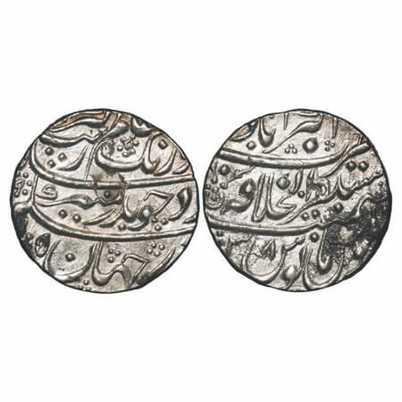 Aurangzeb, Silver Rupee, 11.37g, Mustaqir ul Khilafat Akbarabad Mint, AH (1)105/38 RY. wit