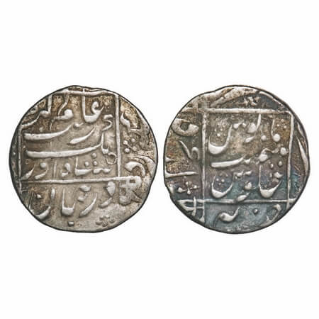 Aurangzeb, Silver Rupee, 11.50g, Junagarh Mint, Square area type legends differently arran